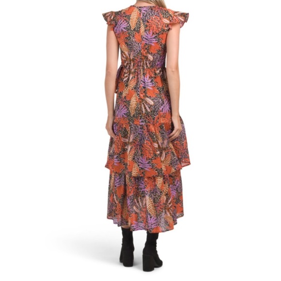 Anthro Mellody Flutter Sleeve Tiered Floral Midi Dress - Picture 3 of 14